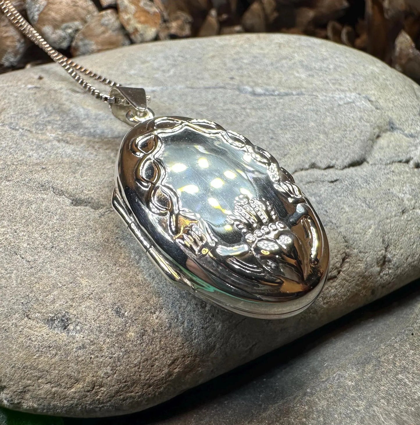 Oval Claddagh Locket Necklace