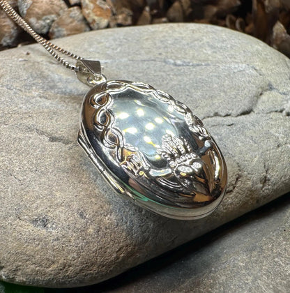 Oval Claddagh Locket Necklace