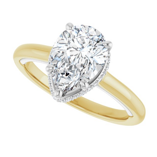 14K Yellow/White 10 x 7 mm Pear .06 CTW Natural Diamond Semi-set Engagement Ring