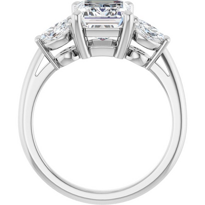 Platinum 9 x 7 mm Emerald 1/2 CTW Natural Diamond Semi-Set Engagement Ring