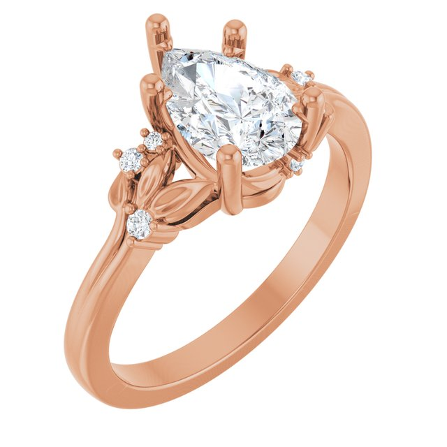 14K Rose 9x6 mm Pear .06 CTW Lab-Grown Diamond Semi-Set Engagement Ring
