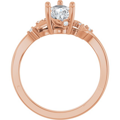 14K Rose 9x6 mm Pear .06 CTW Lab-Grown Diamond Semi-Set Engagement Ring