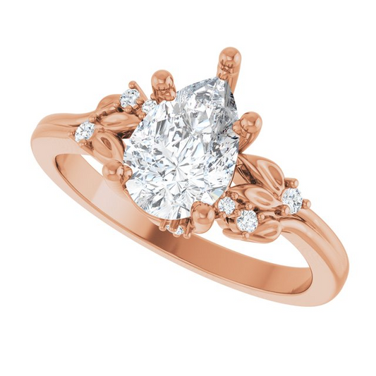14K Rose 9x6 mm Pear .06 CTW Lab-Grown Diamond Semi-Set Engagement Ring