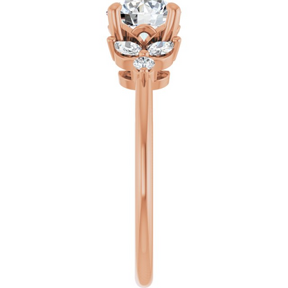 14K Rose 7 mm Round 1/4 CTW Natural Diamond Semi-Set Engagement Ring