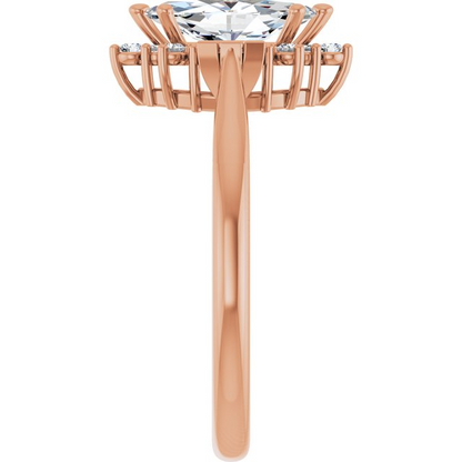 14K Rose 10x5 mm Marquise 1/6 CTW Natural Diamond Semi-Set Engagement Ring