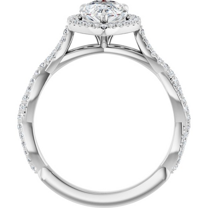 14K White 8x6 mm Pear 1/4 CTW Natural Diamond Semi-Set Engagement Ring