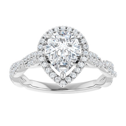 14K White 8x6 mm Pear 1/4 CTW Natural Diamond Semi-Set Engagement Ring