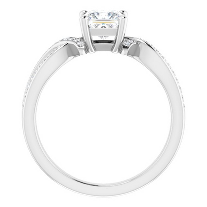 14K White 5x5 mm Square 1/6 CTW Natural Diamond Semi-Set Engagement Ring