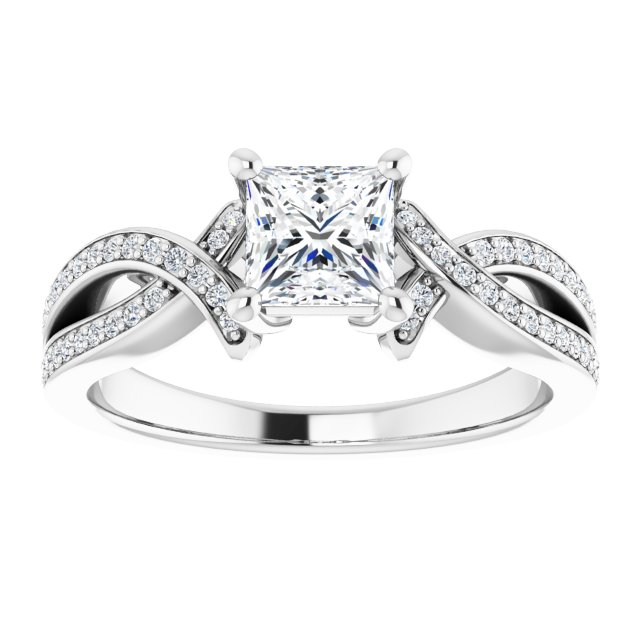 14K White 5x5 mm Square 1/6 CTW Natural Diamond Semi-Set Engagement Ring