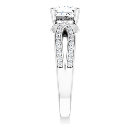 14K White 5x5 mm Square 1/6 CTW Natural Diamond Semi-Set Engagement Ring