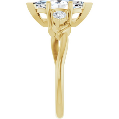 14K Yellow 12 x 6 mm Marquise 1/4 CTW Lab-Grown Diamond Semi-Set Three-Stone Engagement Ring