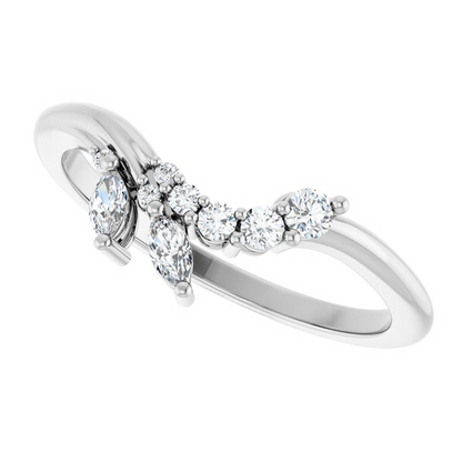 14K White 1/5 CTW Natural Diamond Contour Band