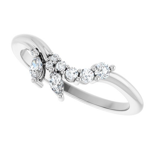14K White 1/5 CTW Natural Diamond Contour Band