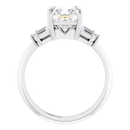 14K White 6.5 mm Square 1/4 CTW Natural Diamond Semi-Set Engagement Ring