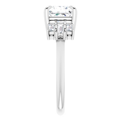 14K White 6.5 mm Square 1/4 CTW Natural Diamond Semi-Set Engagement Ring