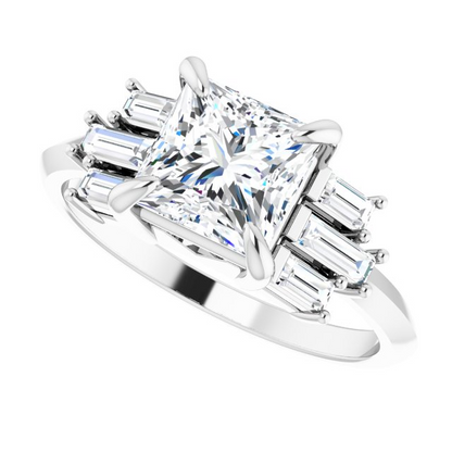 14K White 6.5 mm Square 1/4 CTW Natural Diamond Semi-Set Engagement Ring