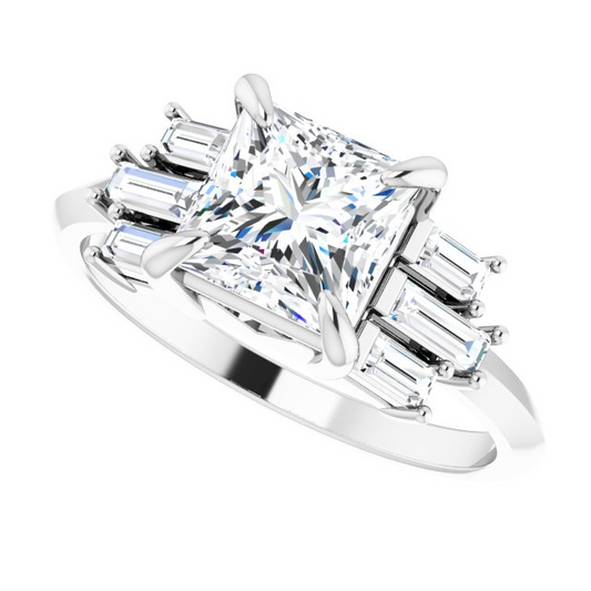 14K White 6.5 mm Square 1/4 CTW Natural Diamond Semi-Set Engagement Ring
