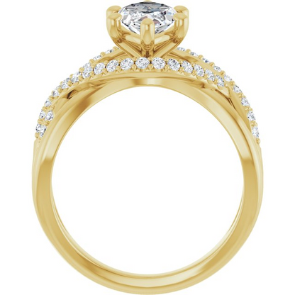 14K Yellow 12 x 6 mm Marquise 1/3 CTW Natural Diamond Semi-Set Engagement Ring