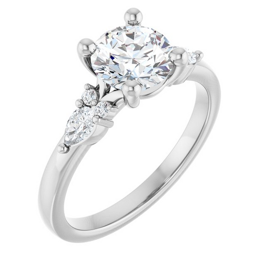14K White 7 mm Round 1/4 CTW Natural Diamond Semi-Set Split Shank Engagement