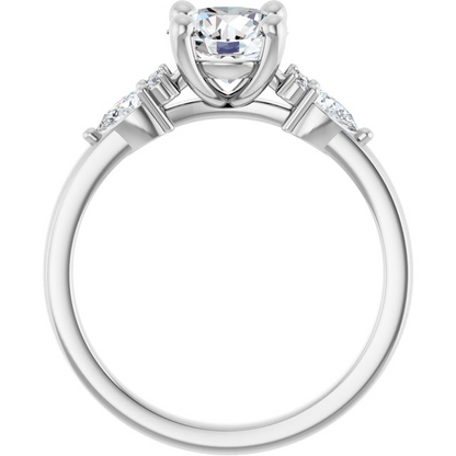 14K White 7 mm Round 1/4 CTW Natural Diamond Semi-Set Split Shank Engagement