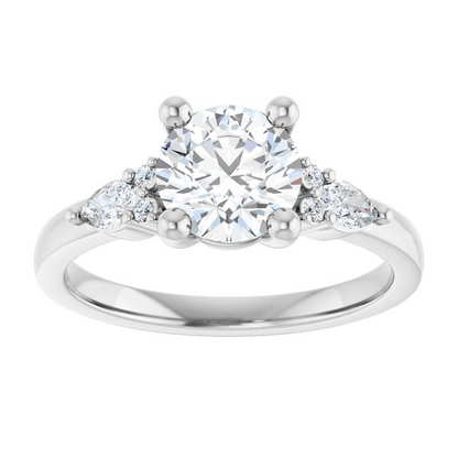 14K White 7 mm Round 1/4 CTW Natural Diamond Semi-Set Split Shank Engagement