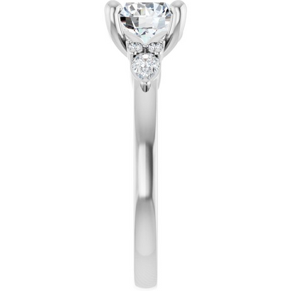 14K White 7 mm Round 1/4 CTW Natural Diamond Semi-Set Split Shank Engagement