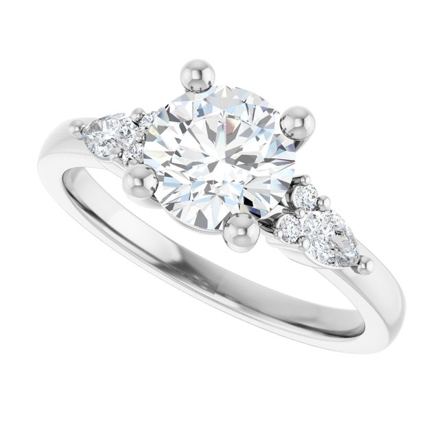14K White 7 mm Round 1/4 CTW Natural Diamond Semi-Set Split Shank Engagement