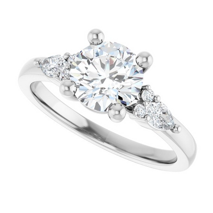 14K White 7 mm Round 1/4 CTW Natural Diamond Semi-Set Split Shank Engagement