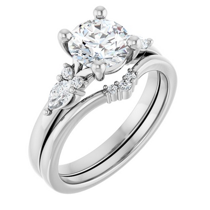 14K White 7 mm Round 1/4 CTW Natural Diamond Semi-Set Split Shank Engagement