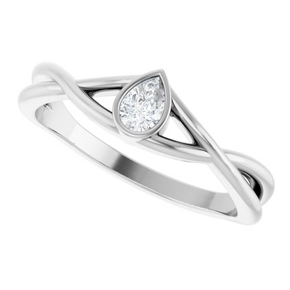 Sterling Silver 1/6 CT Natural Diamond Solitaire Ring
