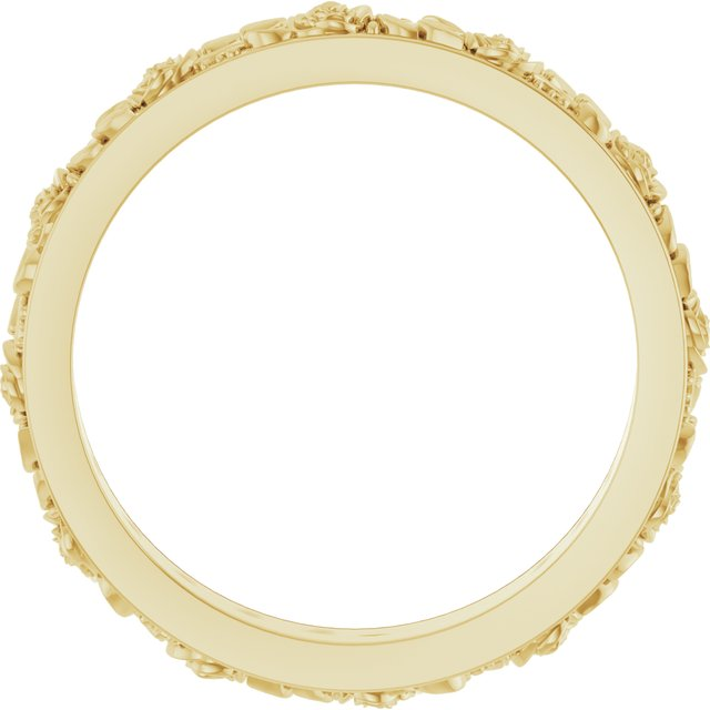 14K Yellow 2.7 mm Floral Flat Band