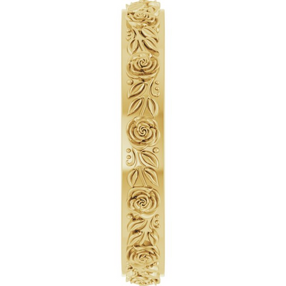 14K Yellow 2.7 mm Floral Flat Band