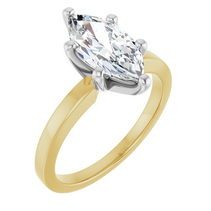 14K Yellow/White 12x6 mm Marquise Solitaire Engagement Ring