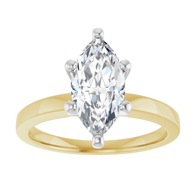 14K Yellow/White 12x6 mm Marquise Solitaire Engagement Ring