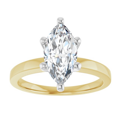 14K Yellow/White 12x6 mm Marquise Solitaire Engagement Ring