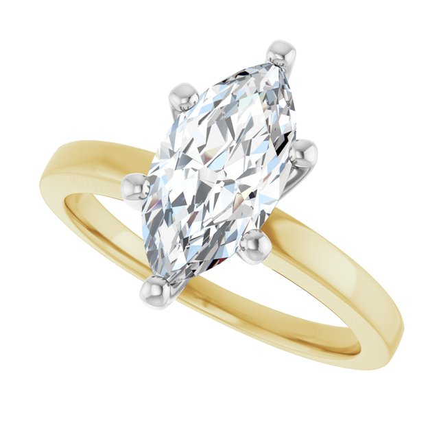 14K Yellow/White 12x6 mm Marquise Solitaire Engagement Ring