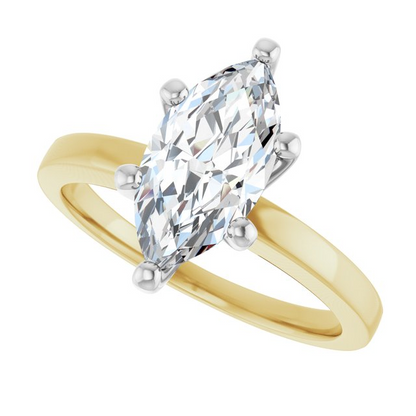 14K Yellow/White 12x6 mm Marquise Solitaire Engagement Ring