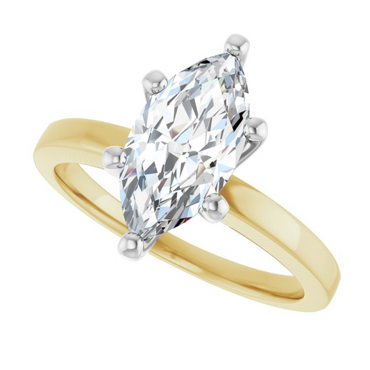 14K Yellow/White 12x6 mm Marquise Solitaire Engagement Ring