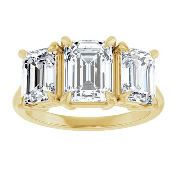 14K Yellow 8x6 mm Emerald Ring