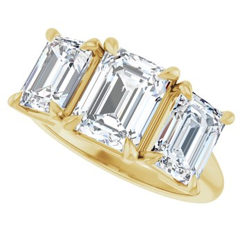 14K Yellow 8x6 mm Emerald Ring