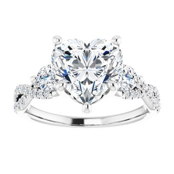 14K White 9x9 mm Heart Engagement Ring