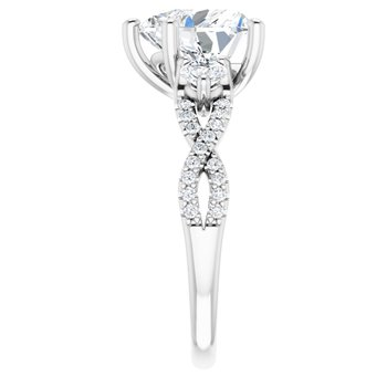 14K White 9x9 mm Heart Engagement Ring