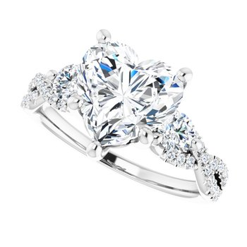 14K White 9x9 mm Heart Engagement Ring
