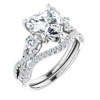 14K White 9x9 mm Heart Engagement Ring