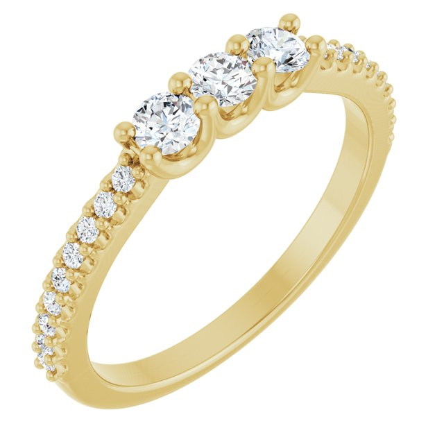 14K Yellow 3-Stone 1/8 CTW Natural Diamond Semi-Set Family Ring