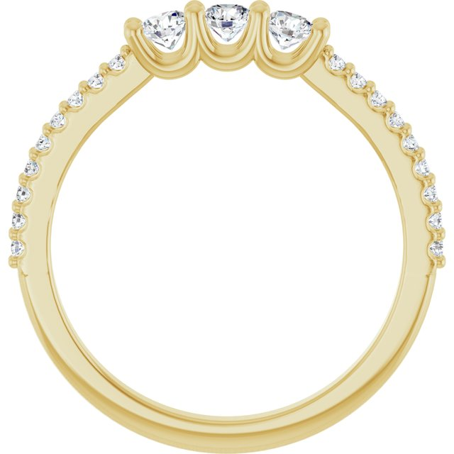 14K Yellow 3-Stone 1/8 CTW Natural Diamond Semi-Set Family Ring