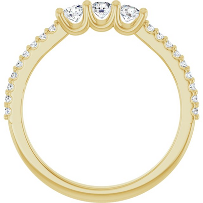14K Yellow 3-Stone 1/8 CTW Natural Diamond Semi-Set Family Ring