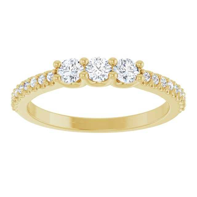 14K Yellow 3-Stone 1/8 CTW Natural Diamond Semi-Set Family Ring