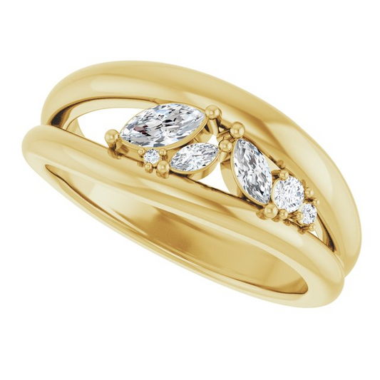 14K Yellow 1/3 CTW Natural Diamond Negative Space Ring