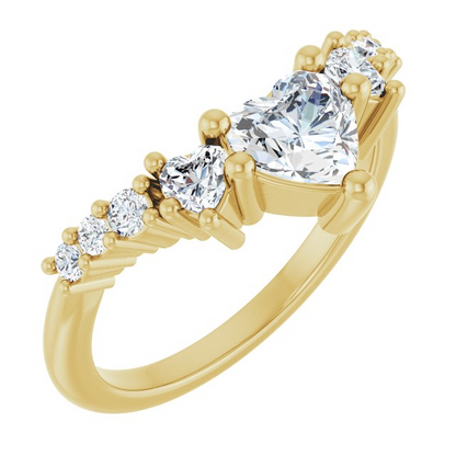 14K Yellow 5.5x5.5 mm Heart Contour Band